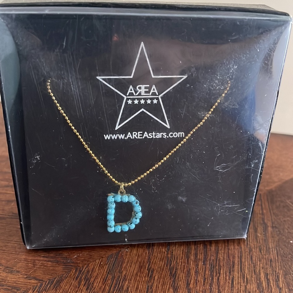 NEW Area Stars beaded initial D gold tone necklace new in box from Nordstrom - Picture 7 of 8